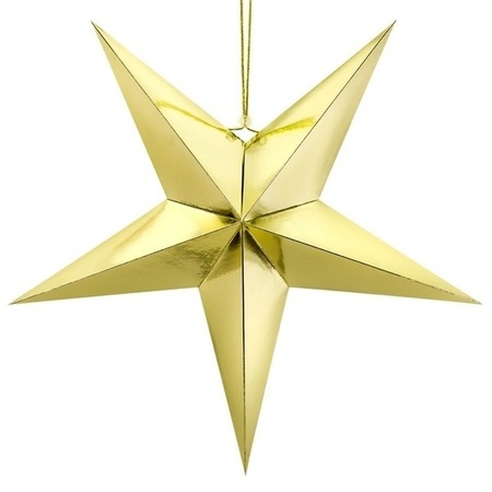 Kerstster decoratie gouden ster lampion 45 cm