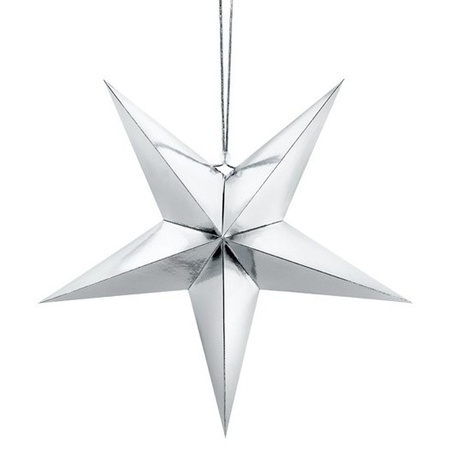 Silver star 70 cm Christmas decoration with lighting cable
