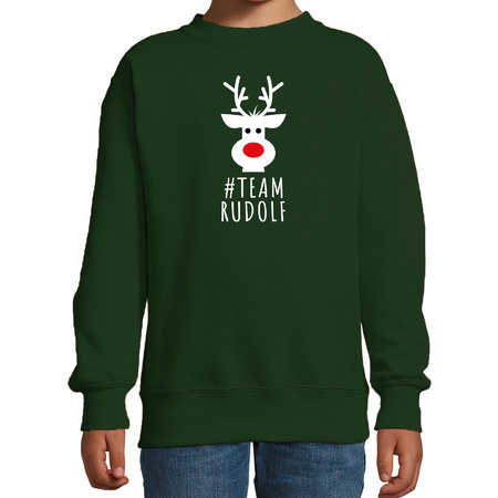 Kersttrui/sweater voor kinderen - team Rudolf - groen