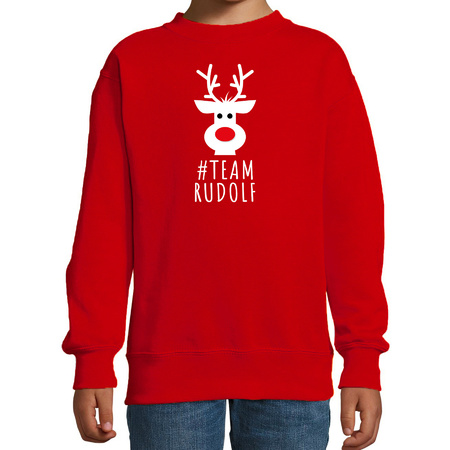 Kersttrui/sweater voor kinderen - team Rudolf - rood