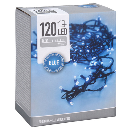 Kerstverlichting/feestverlichting lichtsnoeren 120 blauwe leds 900 cm