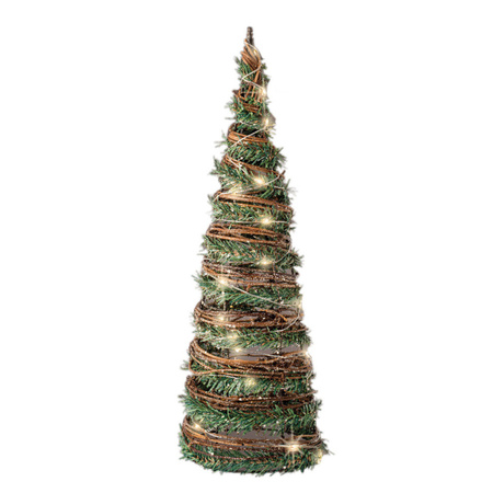 Christmas decoration cone shape tree lamp rotan 40 cm with 30 warm white lights