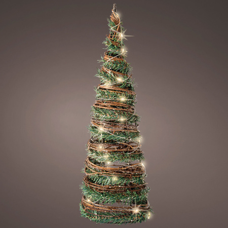 Christmas decoration cone shape tree lamp rotan 40 cm with 30 warm white lights