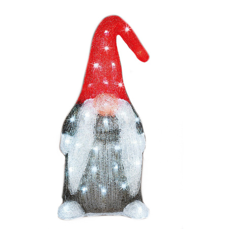 Led christmas figures acryl gnome/dwarf 19 x 22 x 44 cm with 60 clear white lights