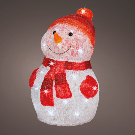Kerstverlichting Led figuren voor buiten sneeuwpop 25 x 25 x 35 cm met 40 lampjes helder wit