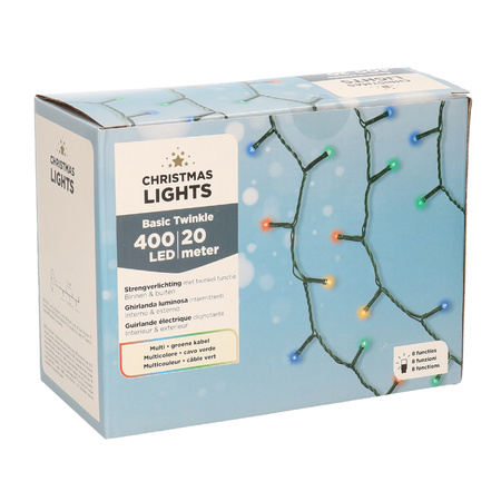 Kerstverlichting met 8 functie twinkel effect gekleurd 400 lampjes 1995 cm
