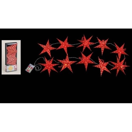 Christmas lighting cord with red stars 250 cm