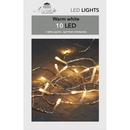 Kerstverlichting - op batterijen - warm wit - 10 LED lampjes - 100 cm