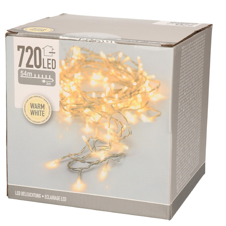 Kerstverlichting transparant 720 warm witte lampjes buiten 5400 cm