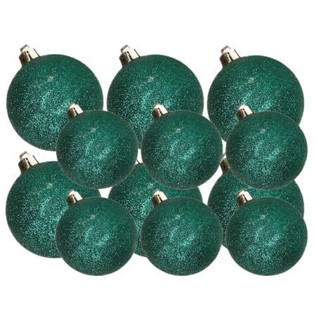 Kerstversiering set glitter kerstballen petrol blauw 6 - 8 cm - pakket van 30x stuks