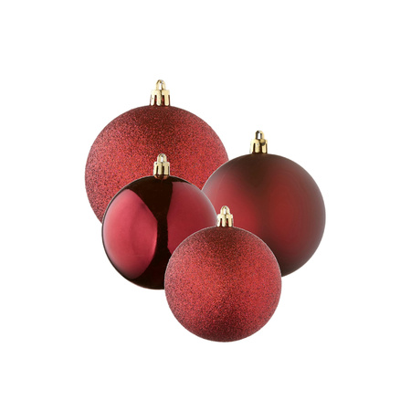 Kerstversiering set kerstballen donkerrood 6 - 8 - 10 cm - pakket van 50x stuks
