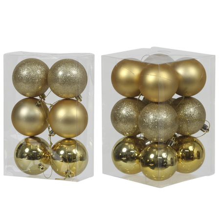 Christmas baubles set gold 6 - 8 cm - package 54x pieces