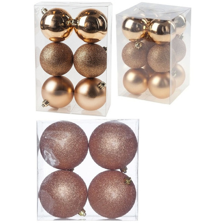Kerstversiering set kerstballen koper 6 - 8 - 10 cm - pakket van 62x stuks