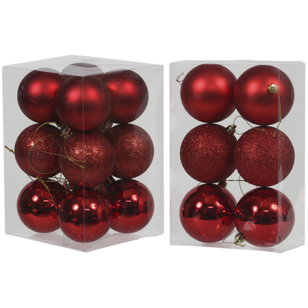 Kerstversiering set kerstballen rood 6 - 8 cm - pakket van 54x stuks