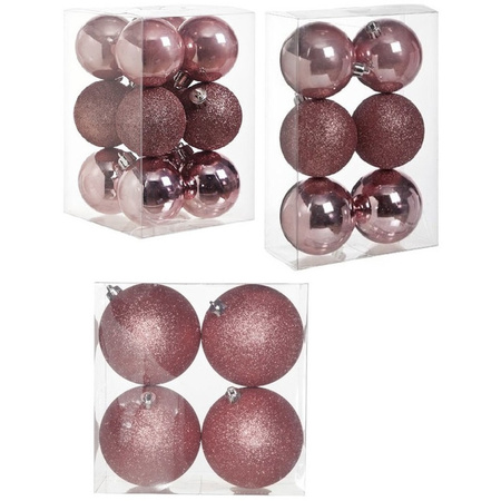Kerstversiering set kerstballen roze 6 - 8 - 10 cm - pakket van 40x stuks