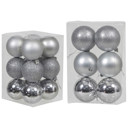 Kerstversiering set kerstballen zilver 6 - 8 cm - pakket van 54x stuks