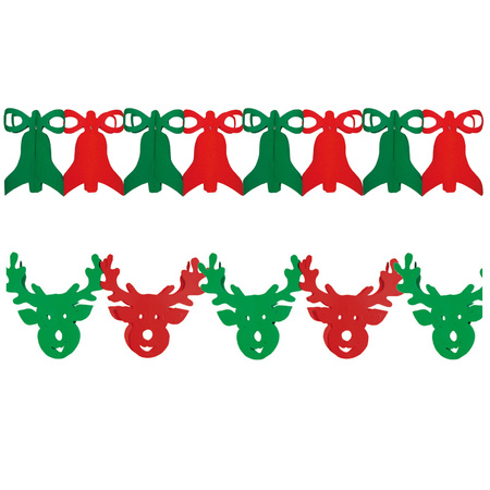 Christmas guirlandes - set 2x - bells and reindeers - 300 cm per piece - paper