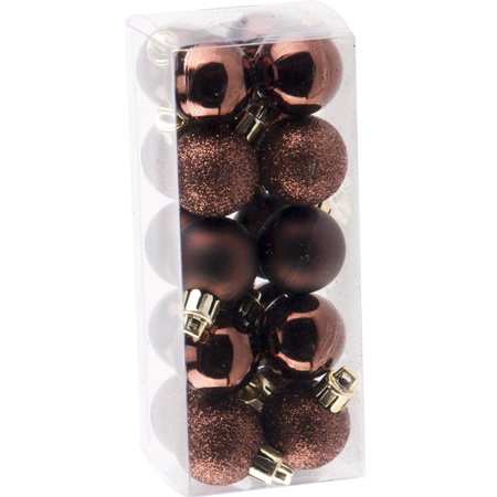Christmas baubles - 40x pcs - gold and dark brown - 3 cm - plastic