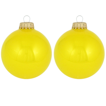 Krebs kerstballen - 8x st - neon geel - 7 cm - glas - full sun yellow