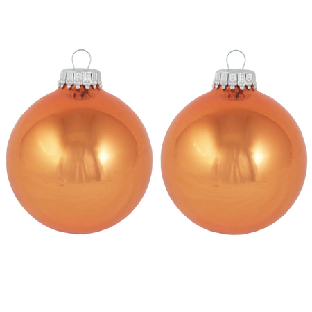 Krebs kerstballen - 8x st - oranje - 7 cm - glas - orange crunch