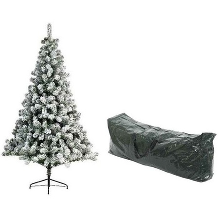 Kunst kerstboom Imperial pine 180 cm met sneeuw en opbergzak