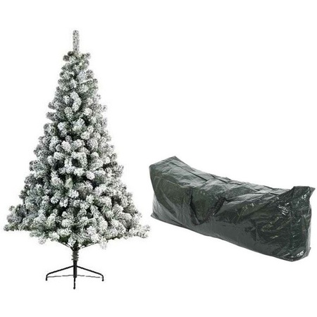 Kunst kerstboom Imperial pine 210 cm met sneeuw en opbergzak