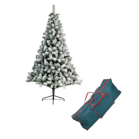 Kunst kerstboom Imperial pine 525 tips met sneeuw 180 cm inclusief opbergzak