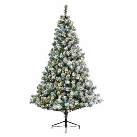 Kunst kerstboom 180 cm met sneeuw/verlichting en opbergzak