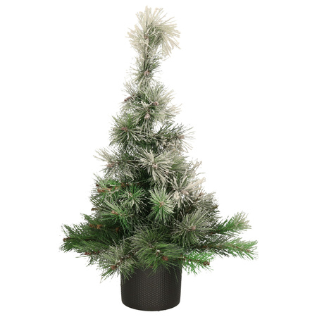 Artificial christmas tree with snow incl. dark grey plant pot H75 cm