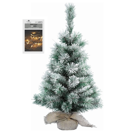 Artificial christmas tree with snow 35 cm including 20 warm white lights
