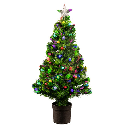 Fiber christmas tree with 84 LED lights 90 cm
