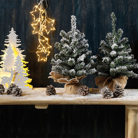 Mini snowy christmas tree 45 cm - incl. christmas lights 300 cm - 40 clear white leds