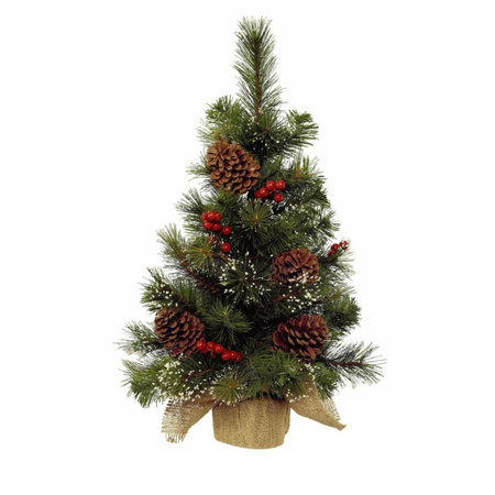 Mini kerstboom 45 cm - met decoratie en verlichting gekleurd 300 cm - 40 leds