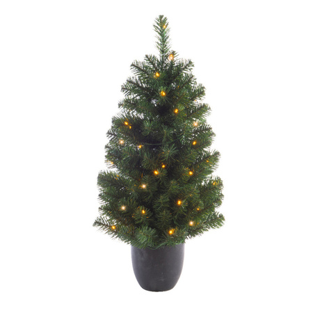 Kunstboom/kunst kerstboom met verlichting 90 cm