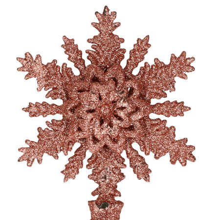 Kunststof kerstboom sneeuwvlok piek glitter donker roze/rose 20 cm