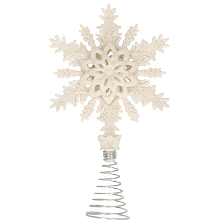 Kunststof kerstboom sneeuwvlok piek glitter wit 20 cm