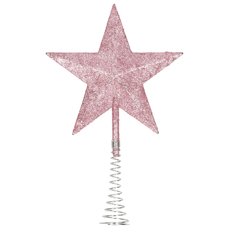 Plastic christmas tree star tree topper glitter pink 20 cm