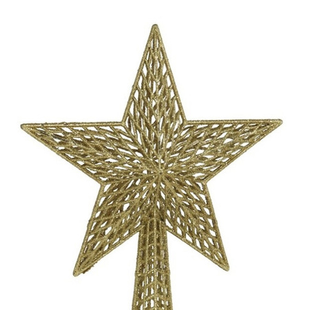 Kunststof kerstboom ster piek goud 36 cm - Kerstpieken