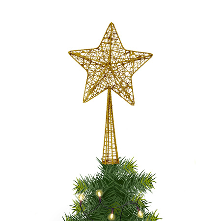 Kunststof ster piek/kerstboom topper glitter koper 28 cm