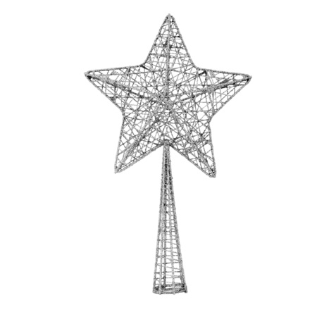 Kunststof ster piek/kerstboom topper glitter zilver 28 cm