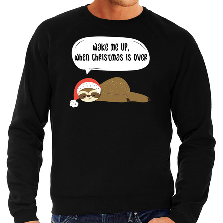 Sloth Christmas sweater Wake me up when christmas is over black for men