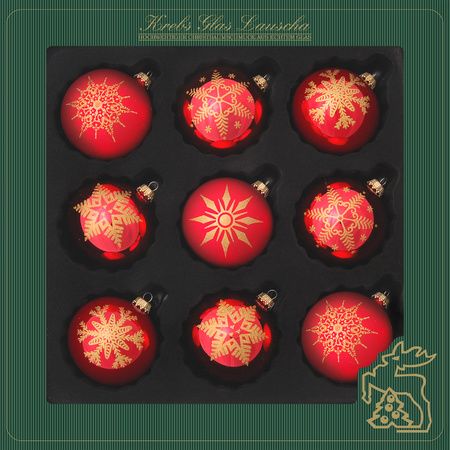 Luxe gedecoreerde kerstballen - 9x st - rood - 8 cm - glas