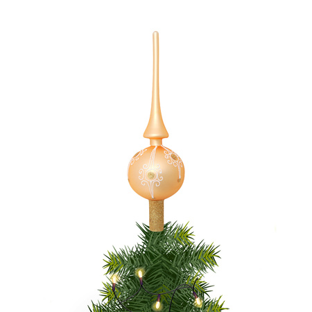 Luxury glass tree topper decorated matt gold 28 cm