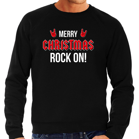 Merry Christmas  Rock on foute Kerstsweater / Kersttrui zwart voor heren