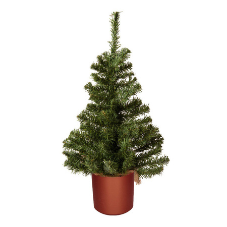 Mini christmas tree green - in copper plastic pot - 60 cm