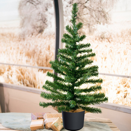 Mini christmas tree green - in dark grey plastic pot - 75 cm