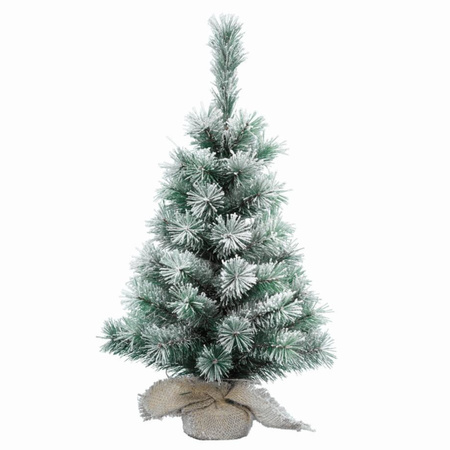 Mini christmas tree with snow 75 cm with grey pot 13 x 15 cm