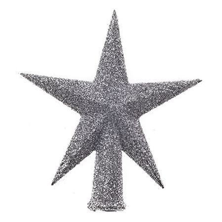 Mini kerstboom piek - zilver - D12 cm - kunststof - glitter 