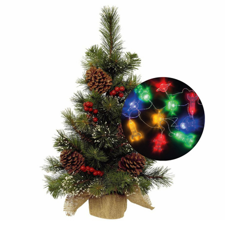 Mini kerstboompje - 45 cm - incl. ruimte thema lichtsnoer 165 cm en decoratie