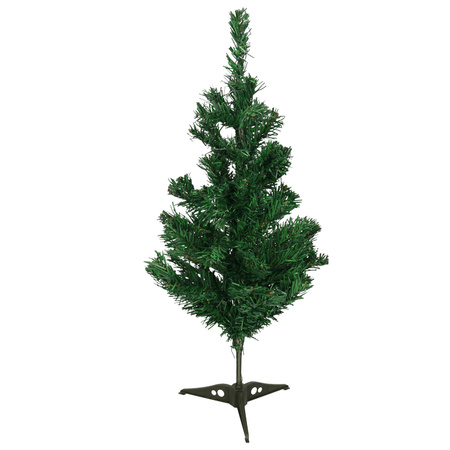 Mini kunst kerstboom 60 cm - groen - op standaard - Dia is 30 cm onderkant